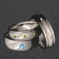 Titanium Rings with Colorful Synthetics